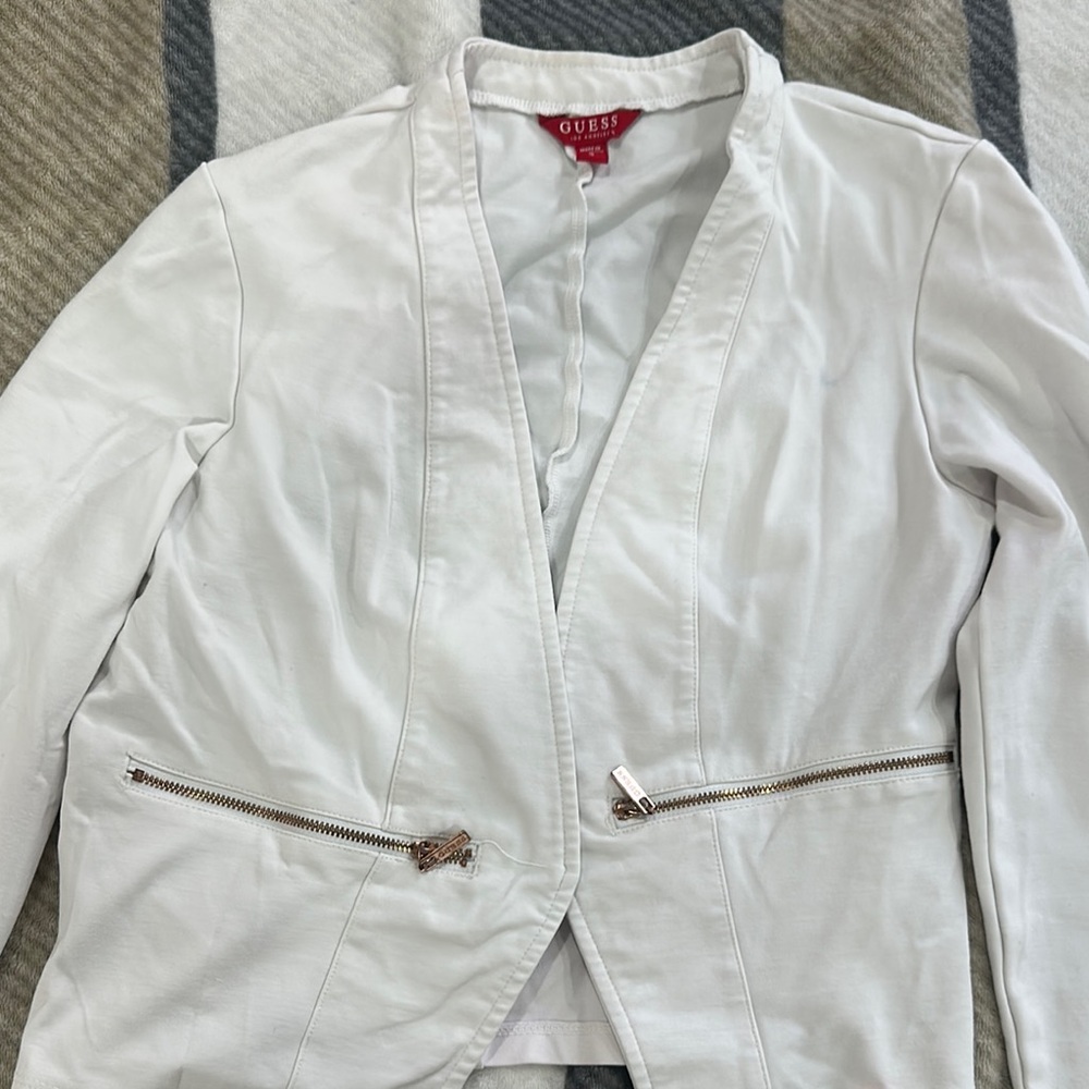 Guess White Blazer Professional Structured Design